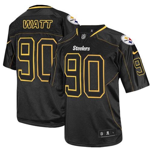 Nike Steelers #90 T. J. Watt Lights Out Black Men's Stitched NFL Elite Jersey - Click Image to Close